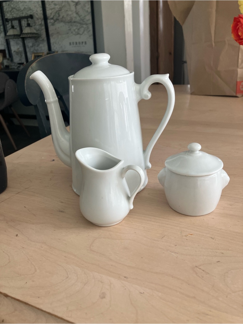 Vintage Apilco France White Porcelain Tea/Coffee Set